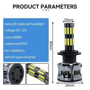 Ampoules de phares universelles pour voitures et camions, haute puissance 40W 4000 Lm 6500K 20 faces LED H1 H3 H7 H4 9005 9006 H11 - Product Image 6