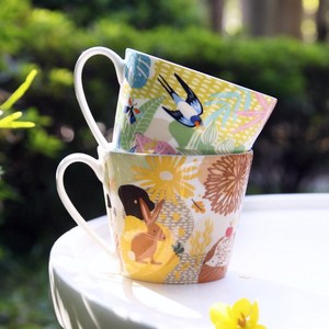 แก้วมัคกระดูกจีนลายสัตว์ - แก้วกาแฟนมสไตล์ชนบทสำหรับใช้ในบ้าน - Product Image 3