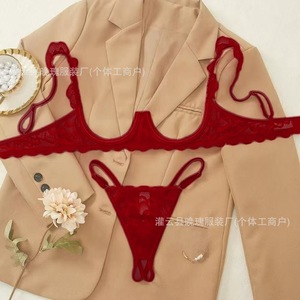 Soutien-gorge demi-bonnet en dentelle avec bretelles chaîne, ensemble de lingerie sexy en dentelle pour femmes - Product Image 5