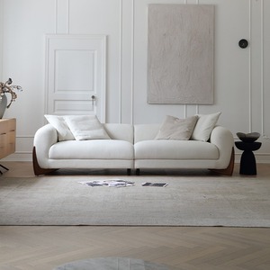 Italian Wabi Sabi Sofa Minimalist Cream Style Lamb Velvet Living Room Small Apartment Designer Fabric Sofa <b>Set</b> - Product Image 4