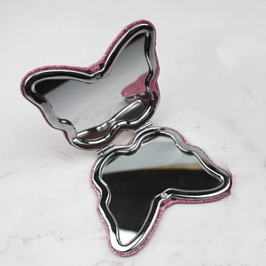 RTS Bulk Order Foldable Portable Pocket <b>Compact</b> Travel Butterfly <b>Mirror</b> Double-Sided Magnifying Metal Frame Desktop <b>Mirror</b> - Product Image 2