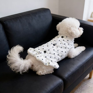 Gilet mignon à pois pour petits chiens (Bichon Frisé, Teddy, Pomeranian) – Collection Automne, rembourré avec doublure polaire, style coupe princesse - Product Image 3