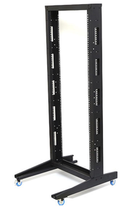 Rack de serveur réseau 42U à 2 montants, 19 pouces, à cadre ouvert, avec roues, support de rack réglable en acier pour équipement de données - Product Image 3