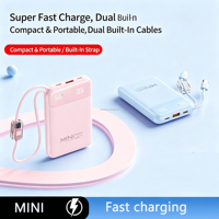 Nouvelle mini batterie externe électronique 20000 mAh, mince et portable, avec câble USB-C, Powerbanks 20000 mAh