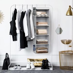 5 <b>Shelf</b> Hanging Closet Organizer Gray 33x15x85cm Fabric Storage For Behind Doors On Walls - Product Image 5