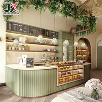 Maßgefertigte Moderne Kaffeebar-Theke Trendige Bäckerei-Glasvitrine Holz-Café-Brotladen LED-Vitrine Premium-Möbel