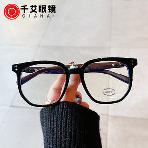 Monture de lunettes carrée style coréen pour femme, verres PC anti-lumière bleue, branches effet bois, design riveté, taille moyenne, fabriqué à Taizhou - Product Image 3