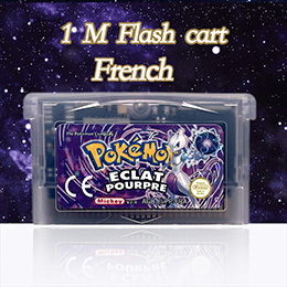 Cartucho de Juego Flash Cart de Plástico Versión Francesa FRA Chrome Éclat Pourpre Fire Black 1M para ROM Hack - Product Image 5