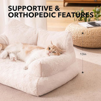 Cama para Mascotas de Felpa Crema de Lujo Moderna Personalizada por el Fabricante, Cama para Perros y Gatos Lavable, Suave, Acogedora, con 3 Lados Acolchados
