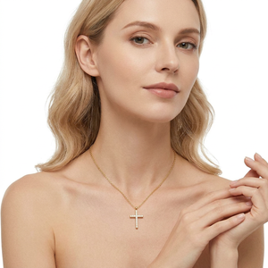 Nuova Collana con Ciondolo a Croce in Zircone, Impermeabile, in Acciaio Inossidabile, <span class=keywords><strong>per</strong></span> Donne - Product Image 6