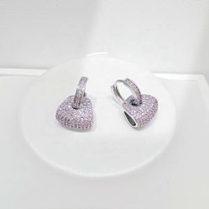 Precio de fábrica, pendientes de plata 925 con piedra rosa, joyería fina al por mayor, pendientes geométricos grandes de circonia con forma de estrella para mujer, 2026 - Product Image 1