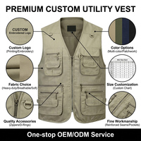 Doublure en tissu Logo personnalisé hommes travail en plein air pêche gilet gilet veste Hommes Veste photographe Cargo gilet pour Oem