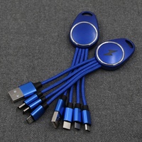 Cable de Carga 3 en 1 con Llavero y Logotipo Luminoso, Regalo Premium de Fábrica |   Gadget Promocional |   Cargador Portátil Universal