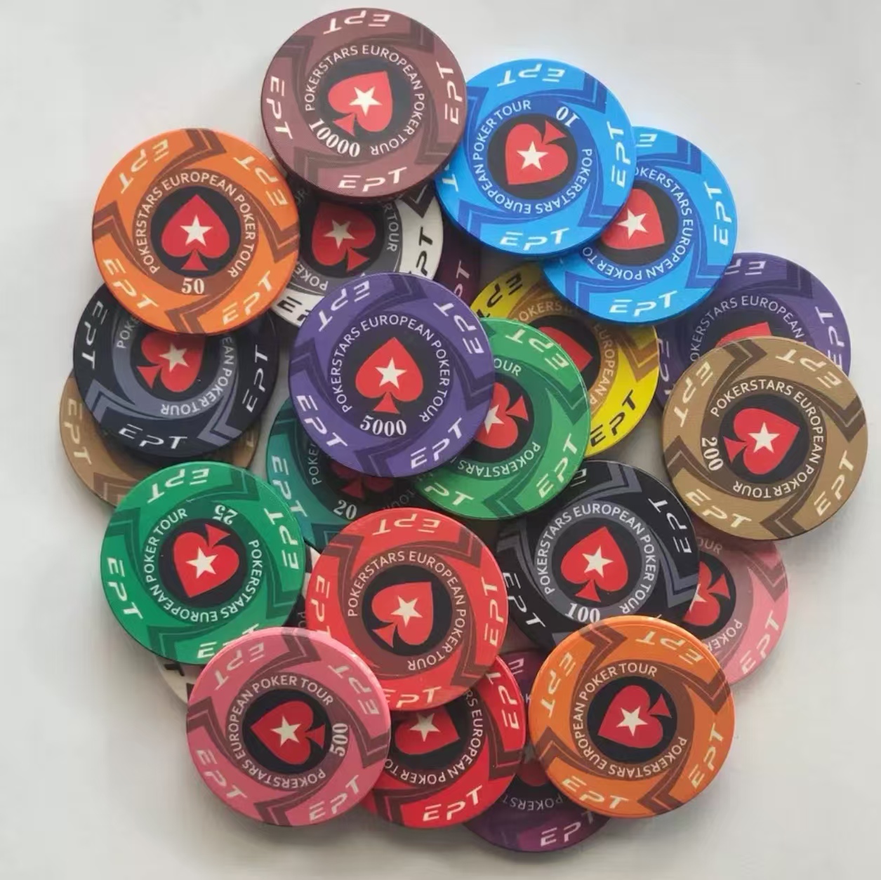 プロフェッショナルまたはベーシックスタイルのEPTポーカーチップ