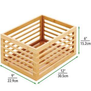 Cesta de almacenamiento simple de bambú y madera, con marco, para uso doméstico, adecuada para guardar artículos diversos, frutas y bebidas. Disponible en - Product Image 2