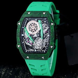 High-quality RM Style Red Carbon Fiber <b>Skeleton</b> <b>Automatic</b> <b>Watch</b> With Rubber Strap - Product Image 1