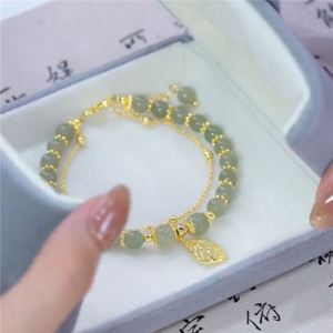 2022 Fashion Jewelry Wholesale Natural 8MM Crystal Gemstone Tumble <b>Beads</b> <b>Gold</b> Leaf Handmade Link <b>Bracelet</b> for Women - Product Image 4
