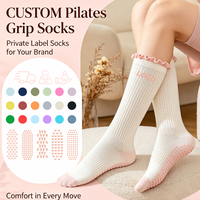 Chaussettes de yoga antidérapantes en coton pour femmes, design athlétique de luxe, avec logo, pour barre et Pilates, vente en gros, personnalisables
