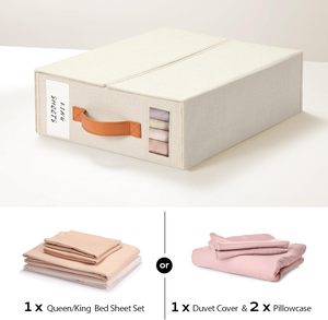 Juego de 4 organizadores de ropa para armario 2024 con asa, cestas para mantas, sábanas y ropa, con correas y bandas de sujeción. - Product Image 3