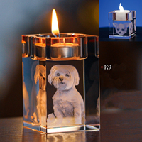 Photo de cristal gravée au laser 3d personnalisée Chandelier carré en cristal K9 Bougeoirs en cristal K9 Stand Home Decor