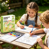 Livre de peinture à l'aquarelle sur le thème de la licorne et du lapin, ensemble artistique pour enfants avec 40 feuilles, 10 couleurs et pinceau, activité éducative