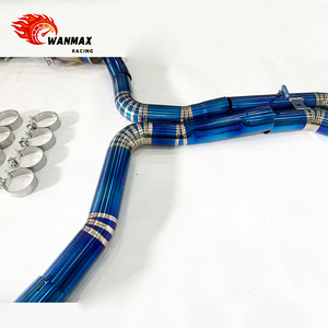 Système d'échappement en titane haute performance pour Audi <span class=keywords><strong>RS6</strong></span>/RS7 C8 4.0T Finition bleu brûlé Cat-Back Sans embouts Améliore l'accélérateur et le son - Product Image 5