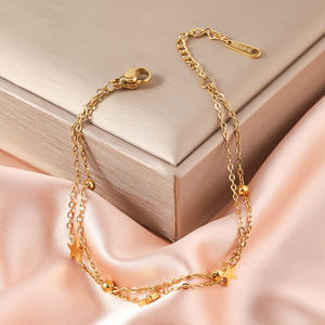 उत्कृष्ट टाइटेनियम स्टील बांगल नई शैली गर्मियों के बिंगल स्टार डबल लेयर ब्रैसलेट 18k सोने के प्लेटेड गहने - Product Image 2