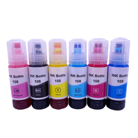 Bouteille de 70ml d'encre 108 Recharge d'encre à base de colorant Compatible pour Epson 6 couleurs L8050 L18050 L8058 L18058 Imprimante à jet d'encre ET-18100 108 Encre à colorant