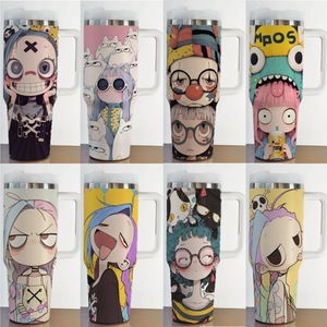 Bouteille d'eau isotherme en acier inoxydable de 40 oz avec poignée et paille, motif dessin animé, vente en gros, pour filles cool, style anime - Product Image 1