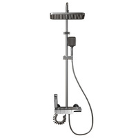 Sistema de ducha tipo lluvia con botones de teclado de piano, columna de ducha de ABS y acero para baño, mezclador de agua fría y caliente, ideal para apartamentos económicos.