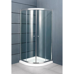 Recinto de ducha de esquina de vidrio deslizante curvo de baño con marco de aluminio - Product Image 2