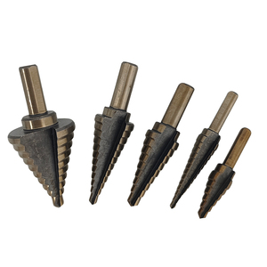 Lot de 5 forets étagés HSS en titane à queue droite avec revêtement ambré pour métal, bois, plastique, avec étui en aluminium - Product Image 2