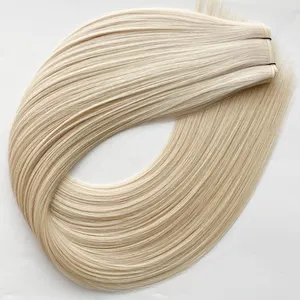 Haiyi Silky Straight Platinum Blonde #60 20g 18Inch Invisible Sew in Genius Weft Human Hair Extension For Salon