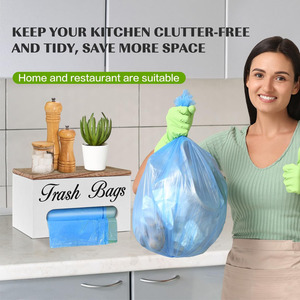 Distributeur mural de sacs poubelle en bois avec porte-rouleau et couvercle Support de sac en plastique pour usage domestique pour sacs d'<span class=keywords><strong>épicerie</strong></span> - Product Image 2
