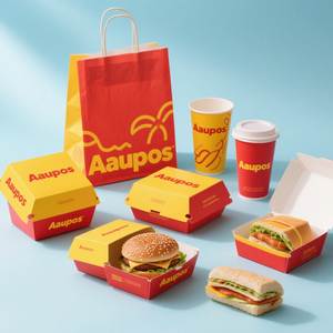 Tùy chỉnh sinh thái thân thiện để đi thức ăn nhanh Hamburger Burger đưa ra Hộp đựng bao bì hộp giấy kraft hộp gà rán - Product Image 1