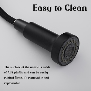 Hot Style Single Handle Black Brass Single Hole Pull Out Spring Commercial Kitchen With Pull Down Sprayer AT9804B-DX Kitchen Fau - Product Image 5