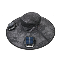 BSCI nouvelle arrivée été gros ventilateur à énergie solaire seau pêcheur chapeau pour enfants