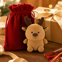 Porte-clés en peluche renne marron mignon, doux et moelleux, breloque de sac avec anneau doré, porte-clés personnalisé, fabricant OEM ODM de cadeaux