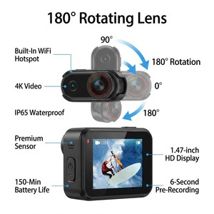 Micro-caméra portable 4K 1080p pour TikTok, <span class=keywords><strong>kit</strong></span> de montage POV pour créateurs de vidéos, anti-tremblement, étanche 5M, 128 Go - Product Image 1