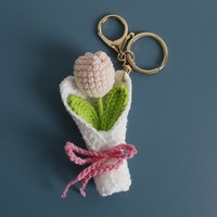 Porte-clés fleurs artificielles au crochet, fait main, amigurumi, peluche écologique, fleurs tricotées en relief, campanules, bleuets