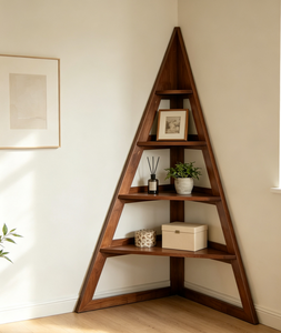 Étagère d'angle triangulaire en bois, présentoir de rangement pour salon et bureau à domicile - Product Image 2