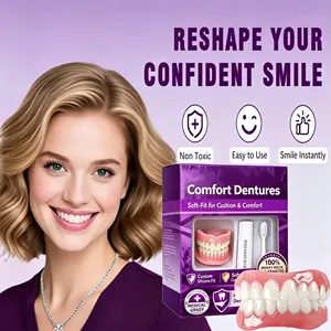 Prothèses dentaires supérieures et inférieures en silicone moulable, ajustement doux et confortable, ensemble de dents artificielles, sourire naturel, confiance, aucune colle requise, soins bucco-dentaires - Product Image 3