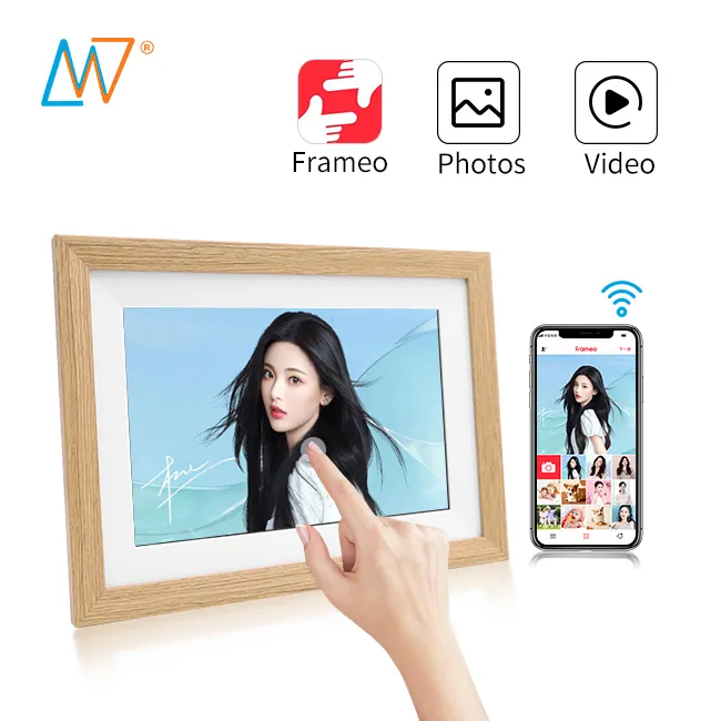 10 inch Shenzhen wifi lcd cloud frameo gift wooden digital photo picture frame