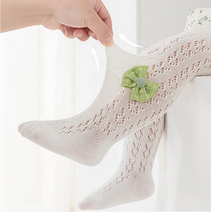 Calze a Rete Estive per Bambine in Cotone Pettinato Collant per Neonata - Product Image 1