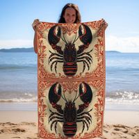 Serviette de plage Langouste personnalisée en microfibre suédée ultra douce, absorbante et à séchage rapide, idéale pour la piscine et le tourisme
