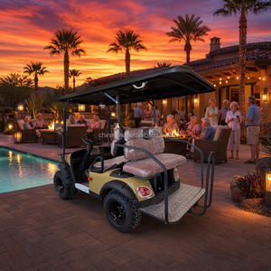 Voiturette <span class=keywords><strong>de</strong></span> golf électrique 4 places personnalisable avec marchepied arrière pliable, véhicule à basse vitesse pour navettes <span class=keywords><strong>de</strong></span> visites en résidences et parcs communautaires - Product Image 4