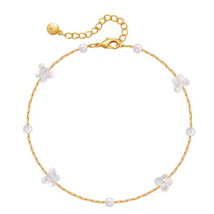 Chaîne de cheville en cuivre plaqué <span class=keywords><strong>or</strong></span> 18 carats pour <span class=keywords><strong>femme</strong></span>, avec zircon, papillon et perle, réglable, style bohème, bijou de <span class=keywords><strong>pied</strong></span> pour les vacances - Product Image 2