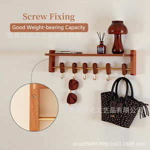 Memory Wooden Wall Rack With <b>Hooks</b> And <b>Shelf</b> For Clothes Hats Bags Glasses Keys Front Door Storage Organizer - Product Image 1
