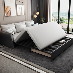 Comfortable Home Furniture Hotel 3 Seat Wood Frames Fabric <strong>Leather</strong> Living Room Folding <strong>Sofa</strong> <strong>Bed</strong> with <strong>Storage</strong> - Product Image 3