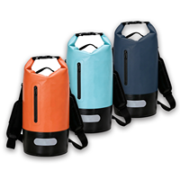Sac étanche pliable en PVC pour sports de plein air, avec fermeture roll-top et poche avant, disponible en tailles 5L et 20L